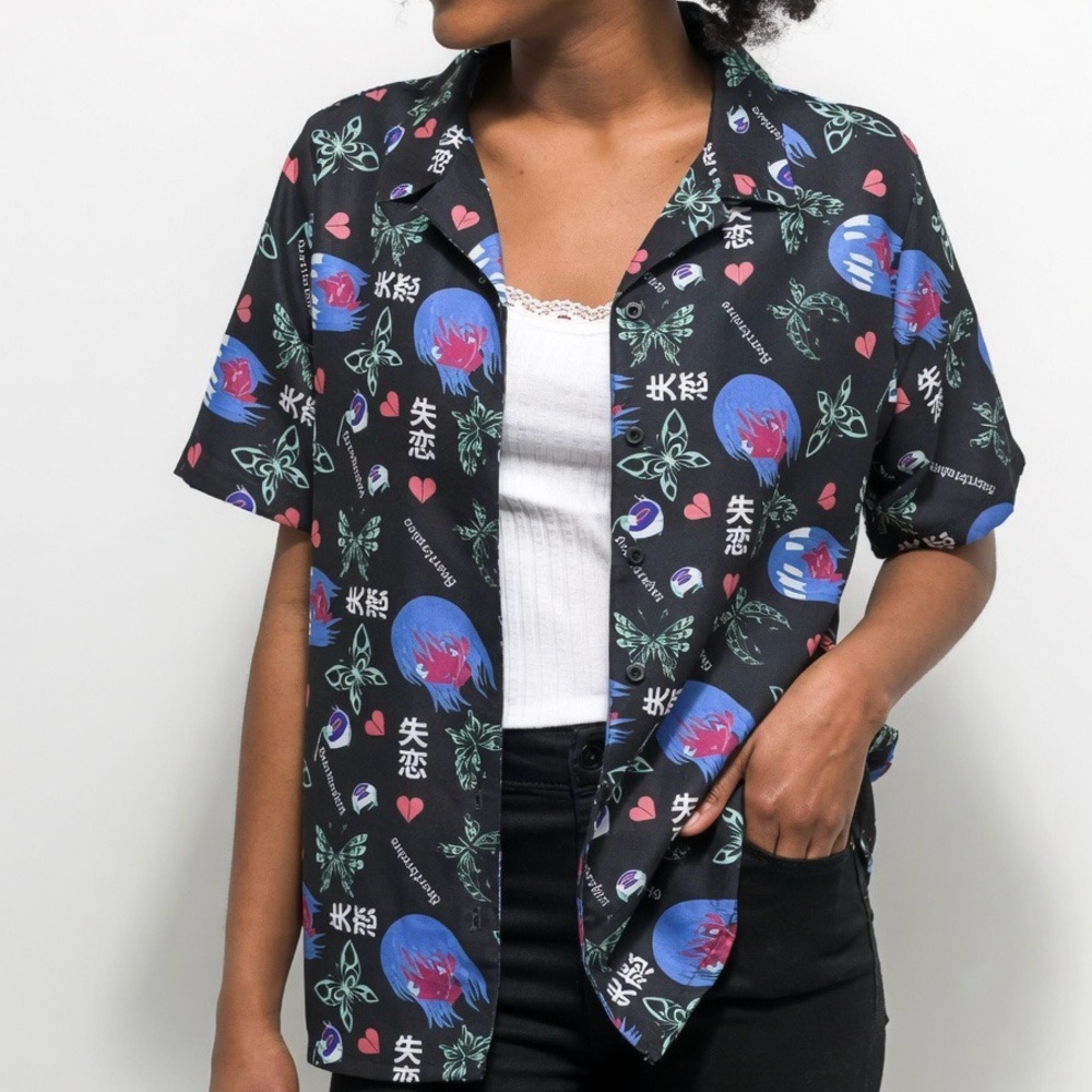 VITRIOL Button Up Shirt Anime Oversized Women’s Size Large (F)